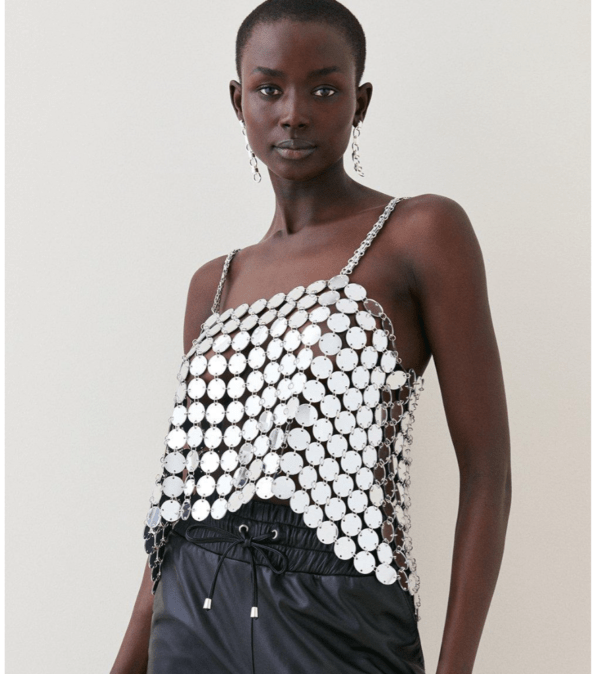 Mirrored Disk Side Split Maxi Dress $202