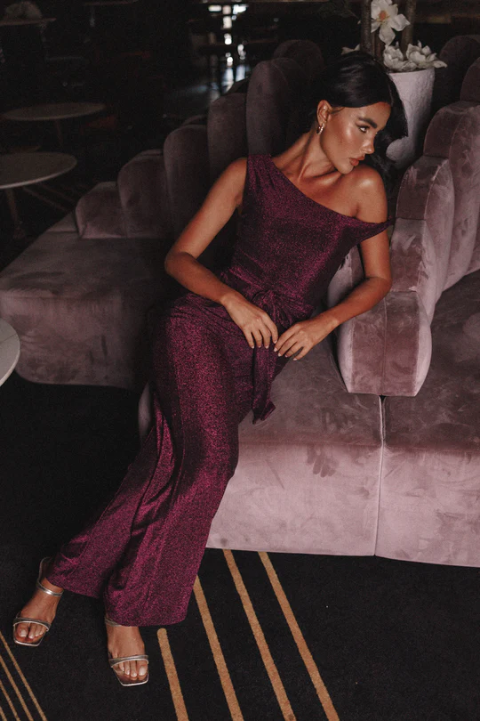Holiday Party Collection from Petal & Pup KATARINA OFF SHOULDER JUMPSUIT - PURPLE